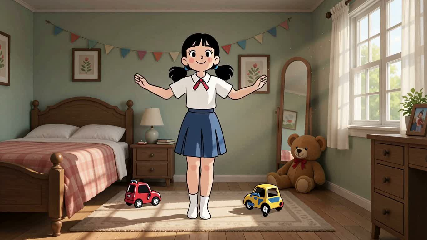 阳光房间里的舞动女孩 — AI video creation