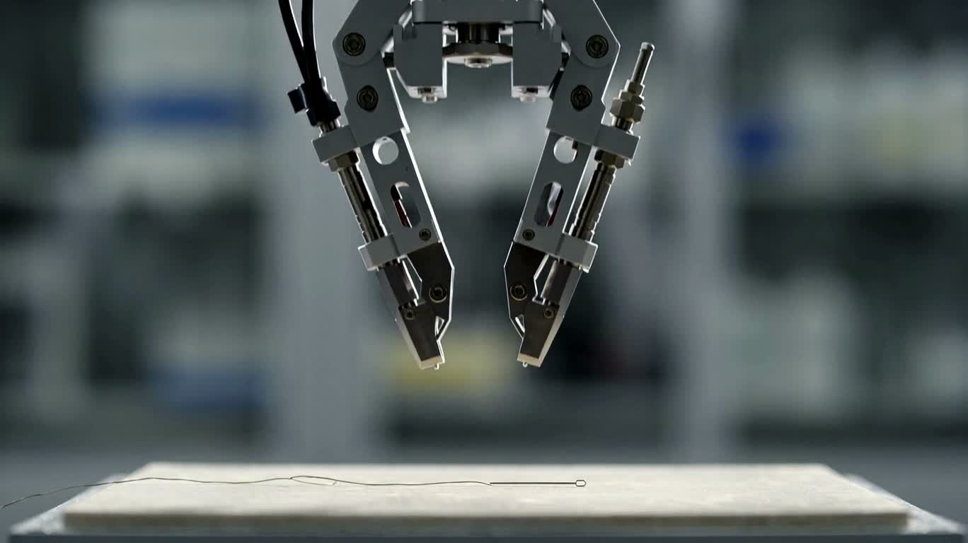 Роботизированная рука точно вдевает нить в иглу — AI video creation