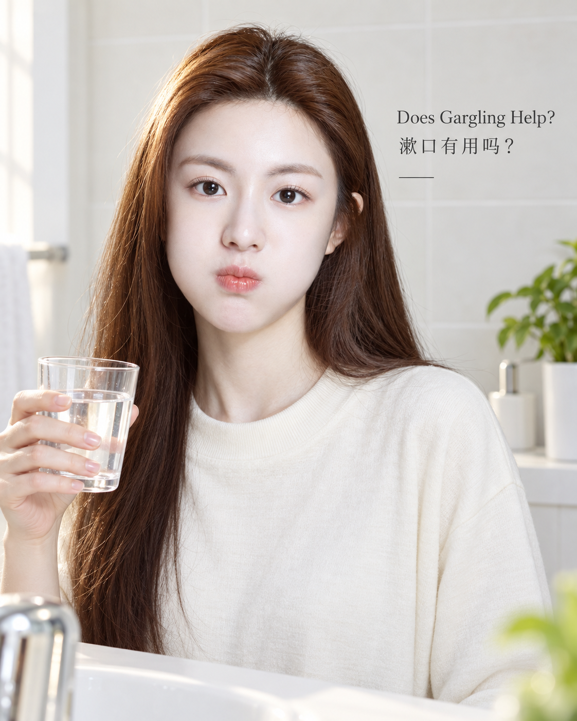 Chân dung tinh nghịch súc miệng trong ánh bình minh