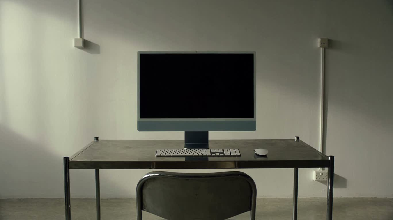 New Computer on a Metal Desk — AI video creation
