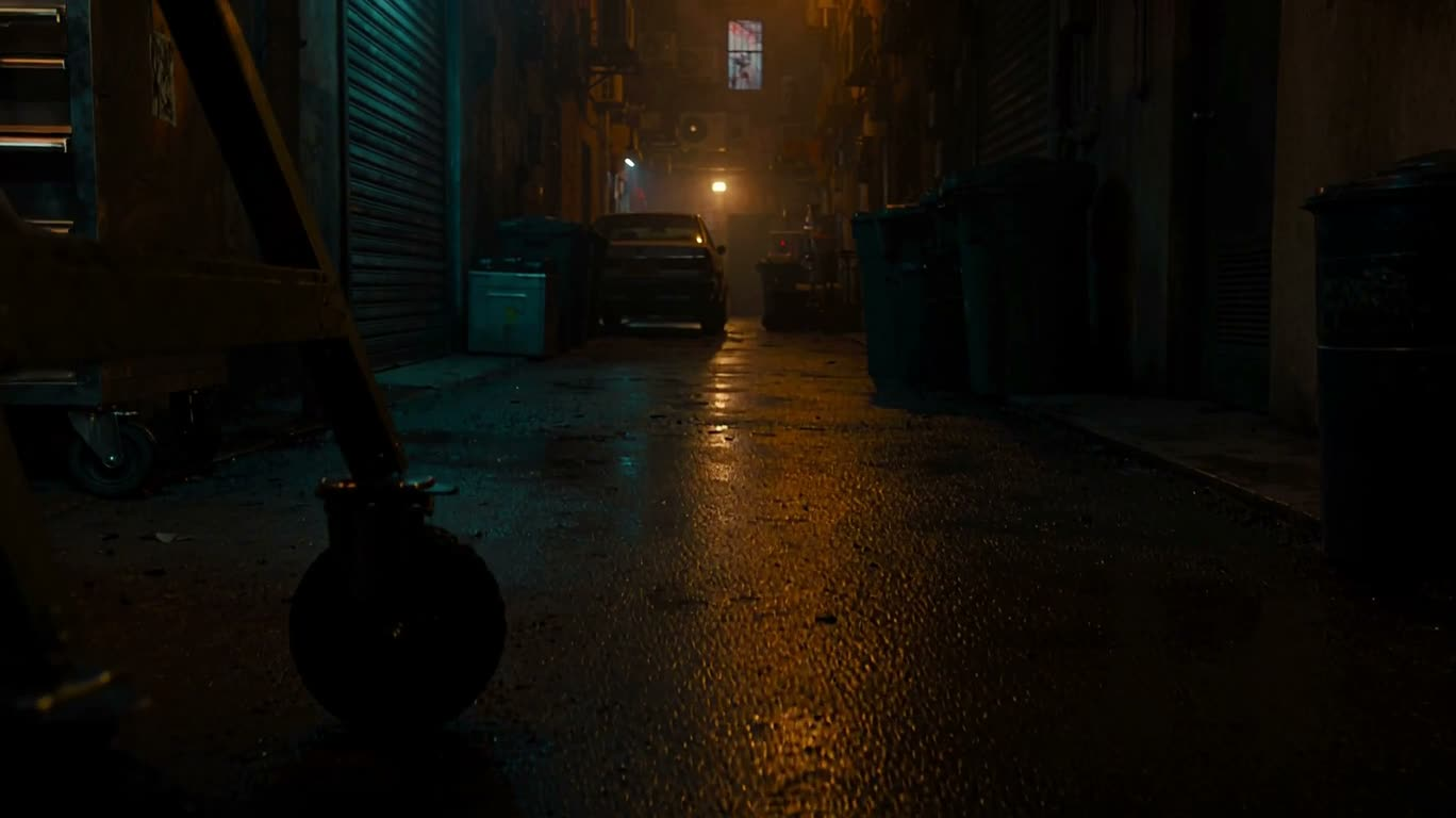 Réparation d'androïde dans une ruelle néon
