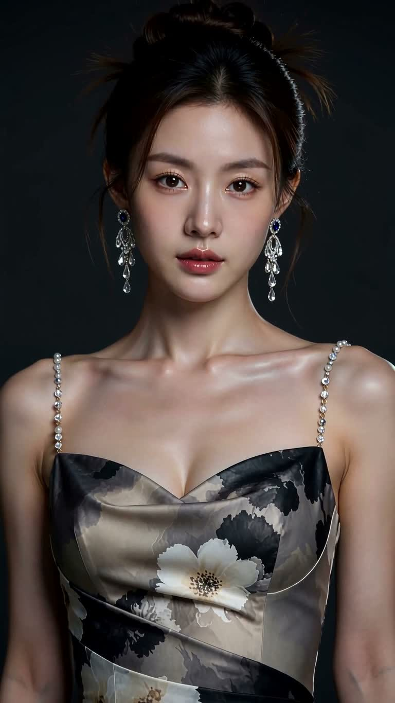 Elegant Woman in Evening Gown Digital Portrait