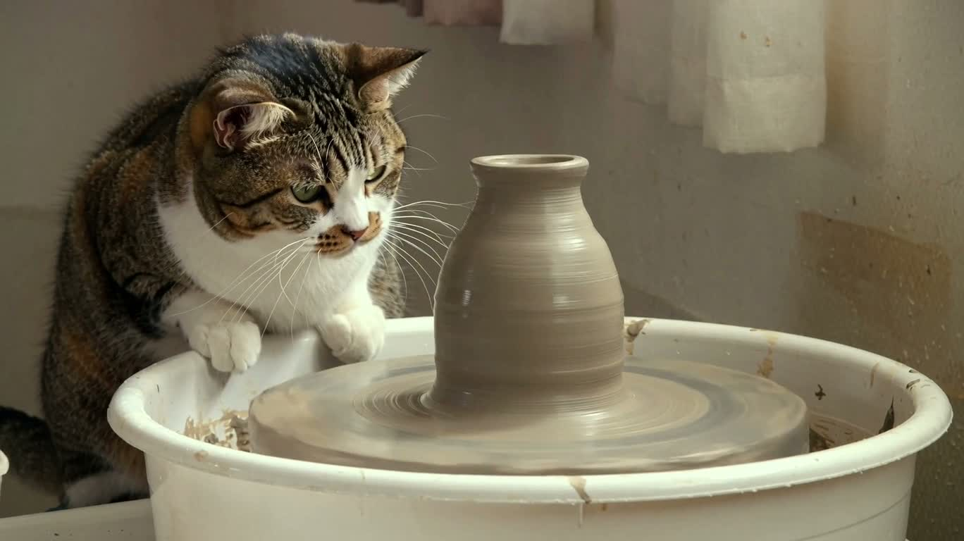 ろくろの上の猫 — AI video creation