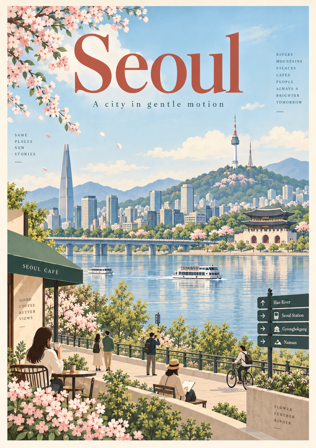 ミニマルモダンな日本の都市旅行ポスター