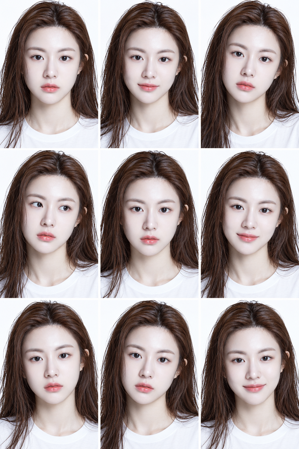 纯白九宫格湿发超模 — AI image creation