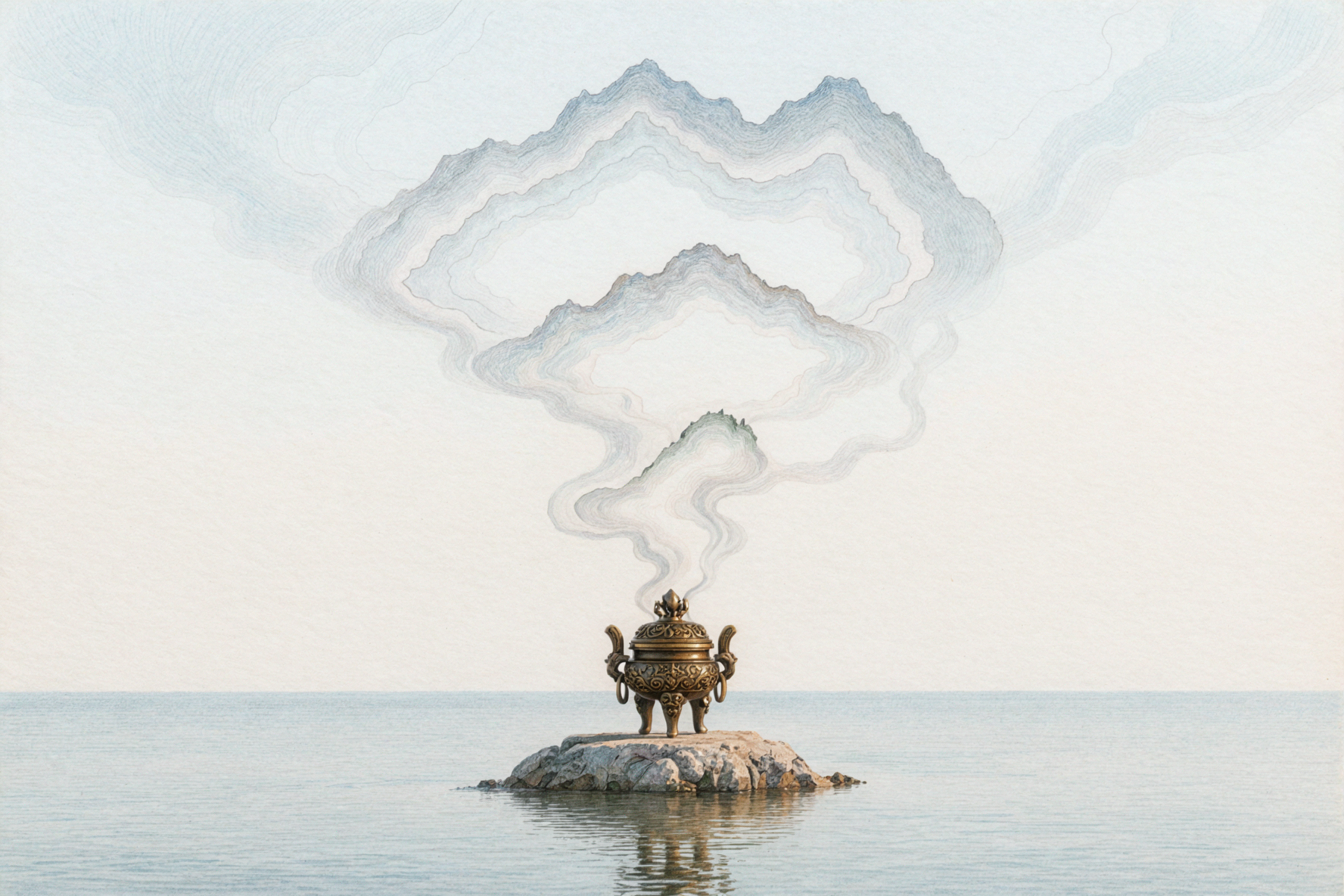 Brule-parfum sur l'eau · Crayon de couleur — AI image creation