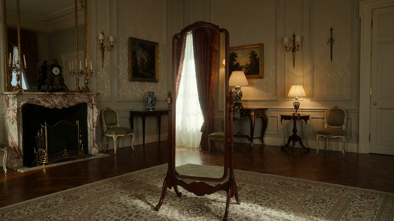 Porte miroir d'argent liquide — AI video creation