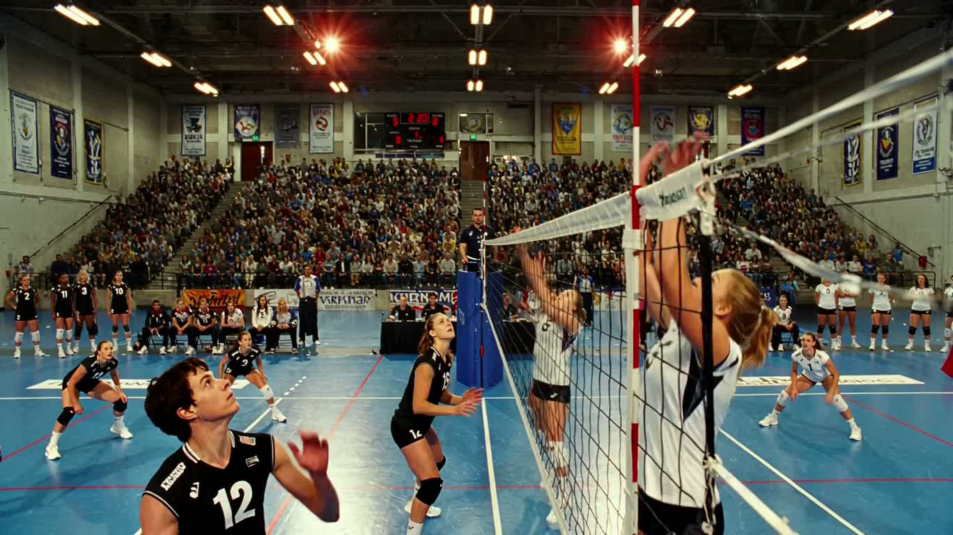 Smash aérien sur le terrain de volley — AI video creation