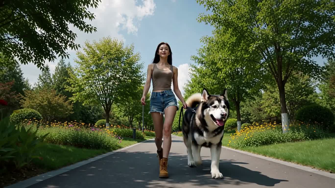 阳光公园与巨型牧犬 — AI video creation