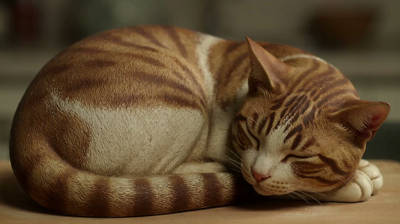 静卧猫咪摆件 — AI video creation
