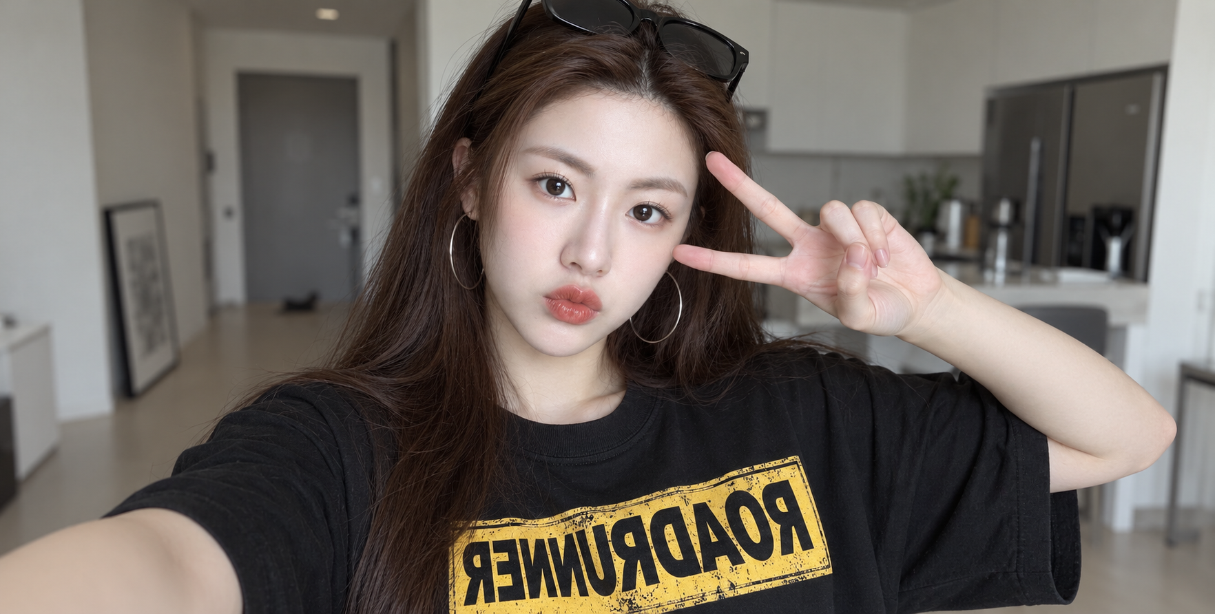 ROADRUNNER 빈티지 프린트 스트리트 셀피