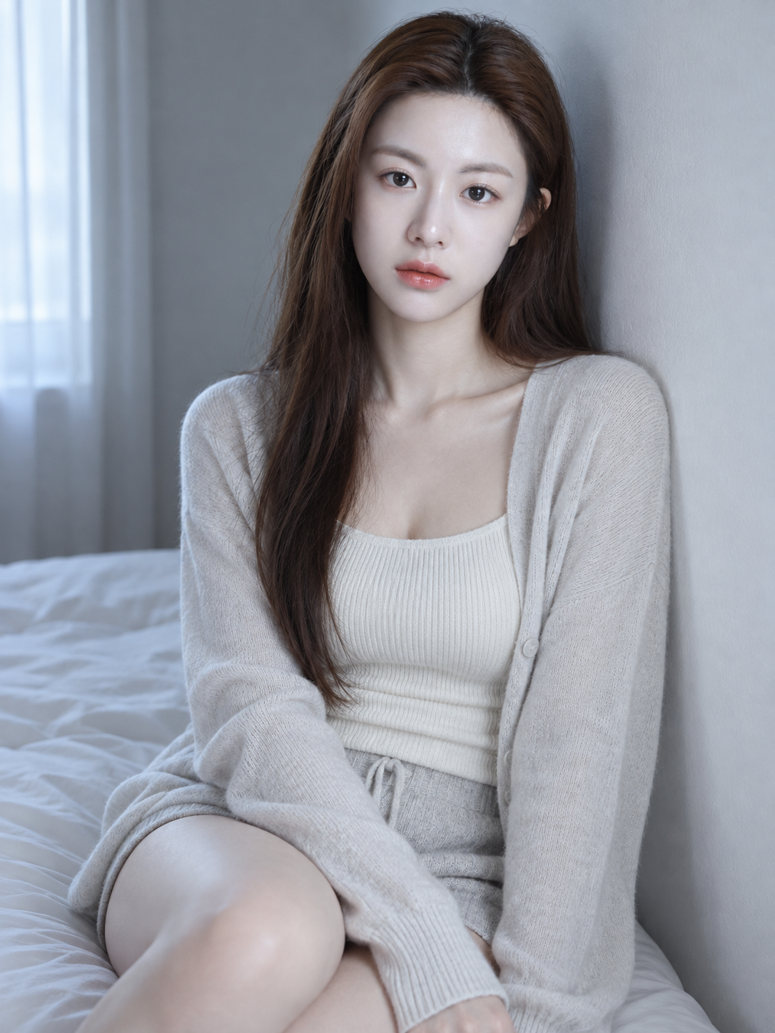 清冷极简室内成年女性写真模板