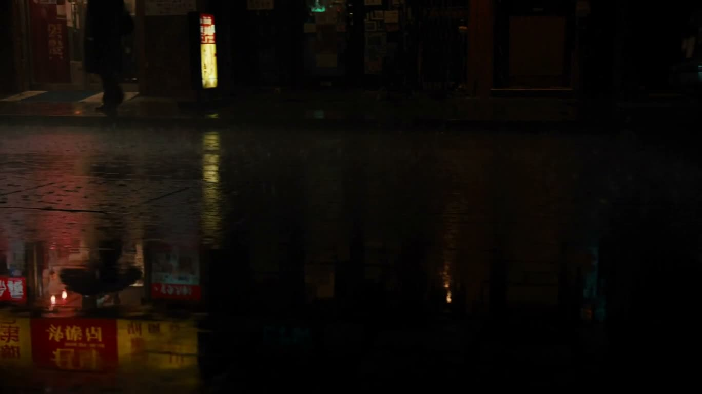 Neon Rainy Night Street Scene
