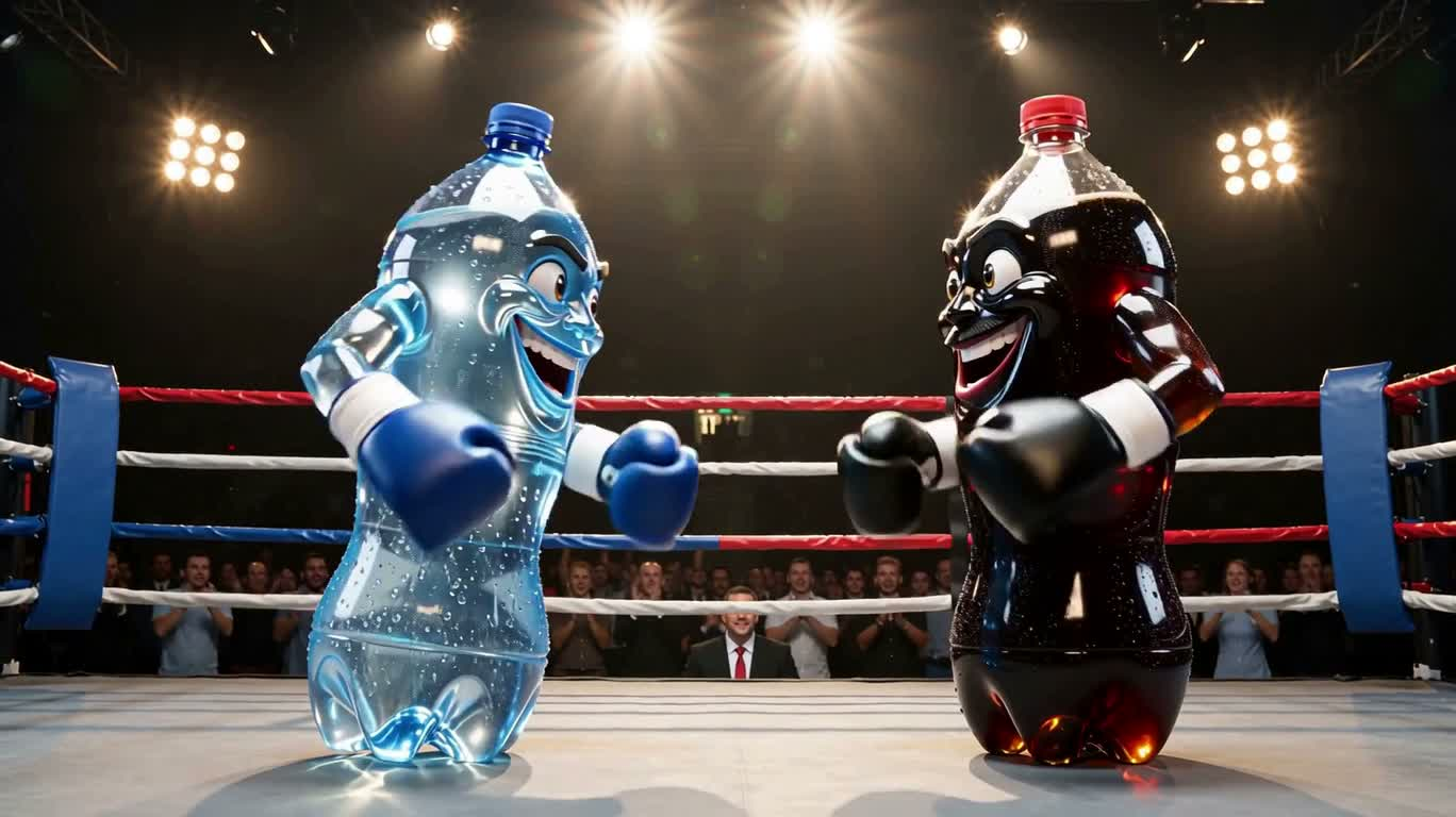 The Ultimate Boxing Match of a Water Bottle and a Soda Bottle