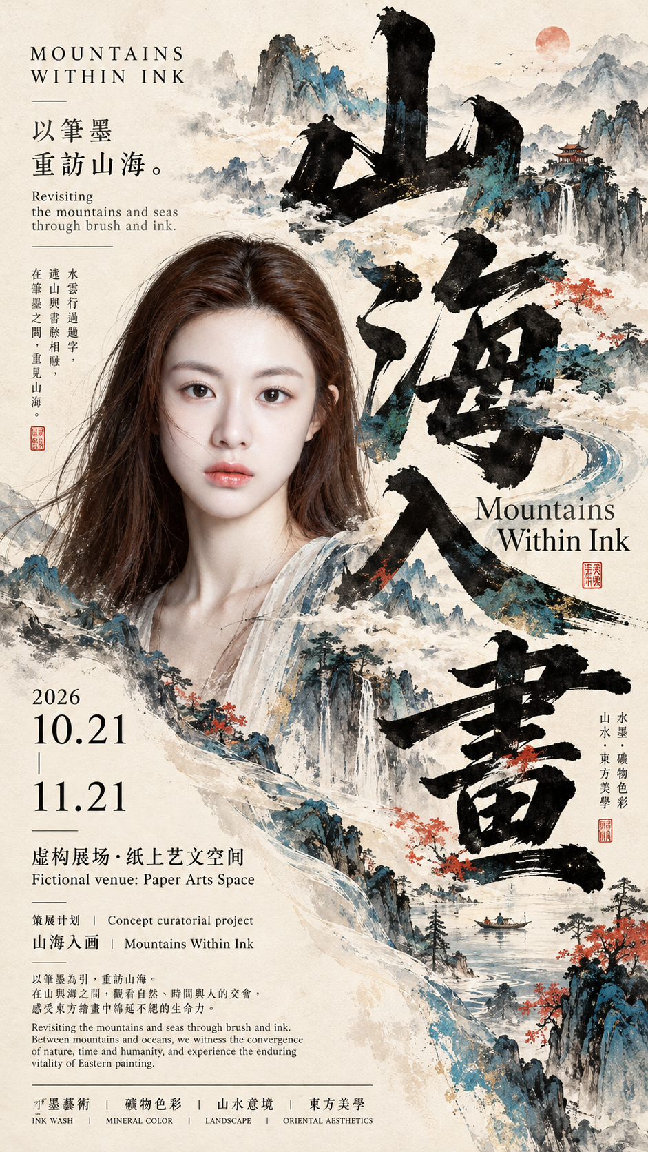 Modèle d'affiche pour une exposition d'art oriental