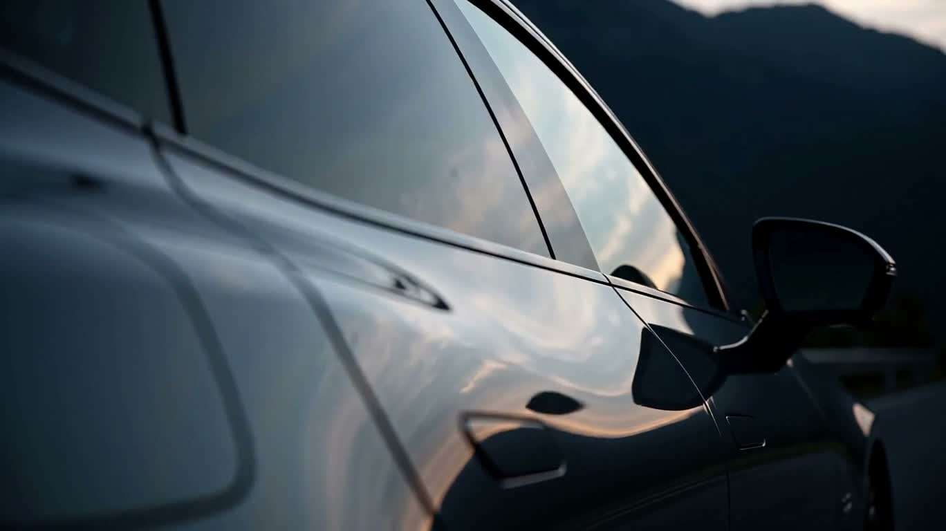 Liquid Metal Sports Car Details and Mountain Road Driving