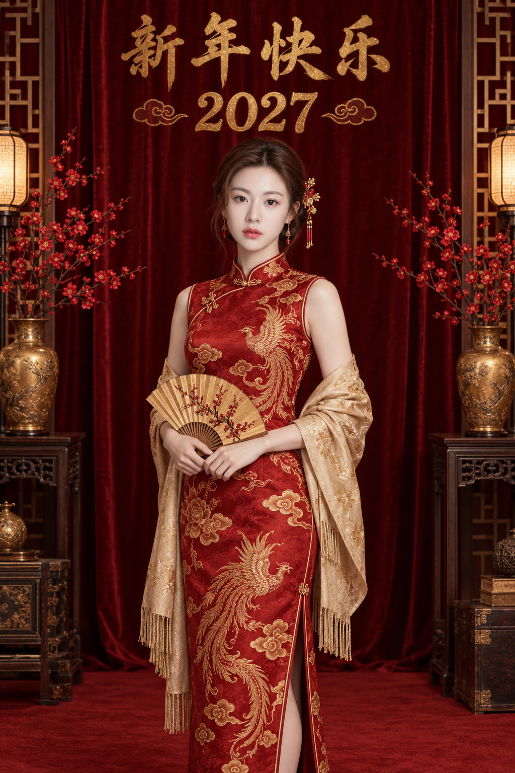 2027新年复古旗袍人像
