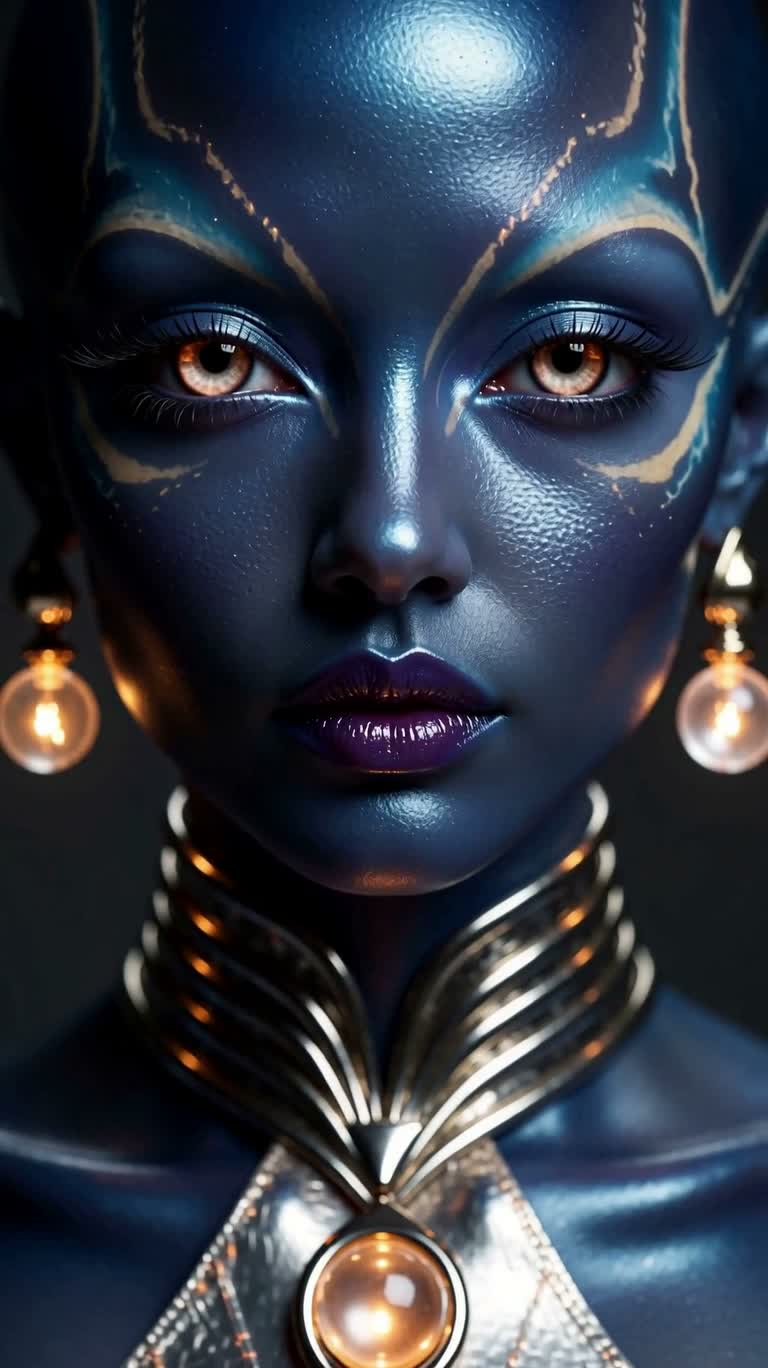 Neon Plutonium Suit Blue Alien Portrait
