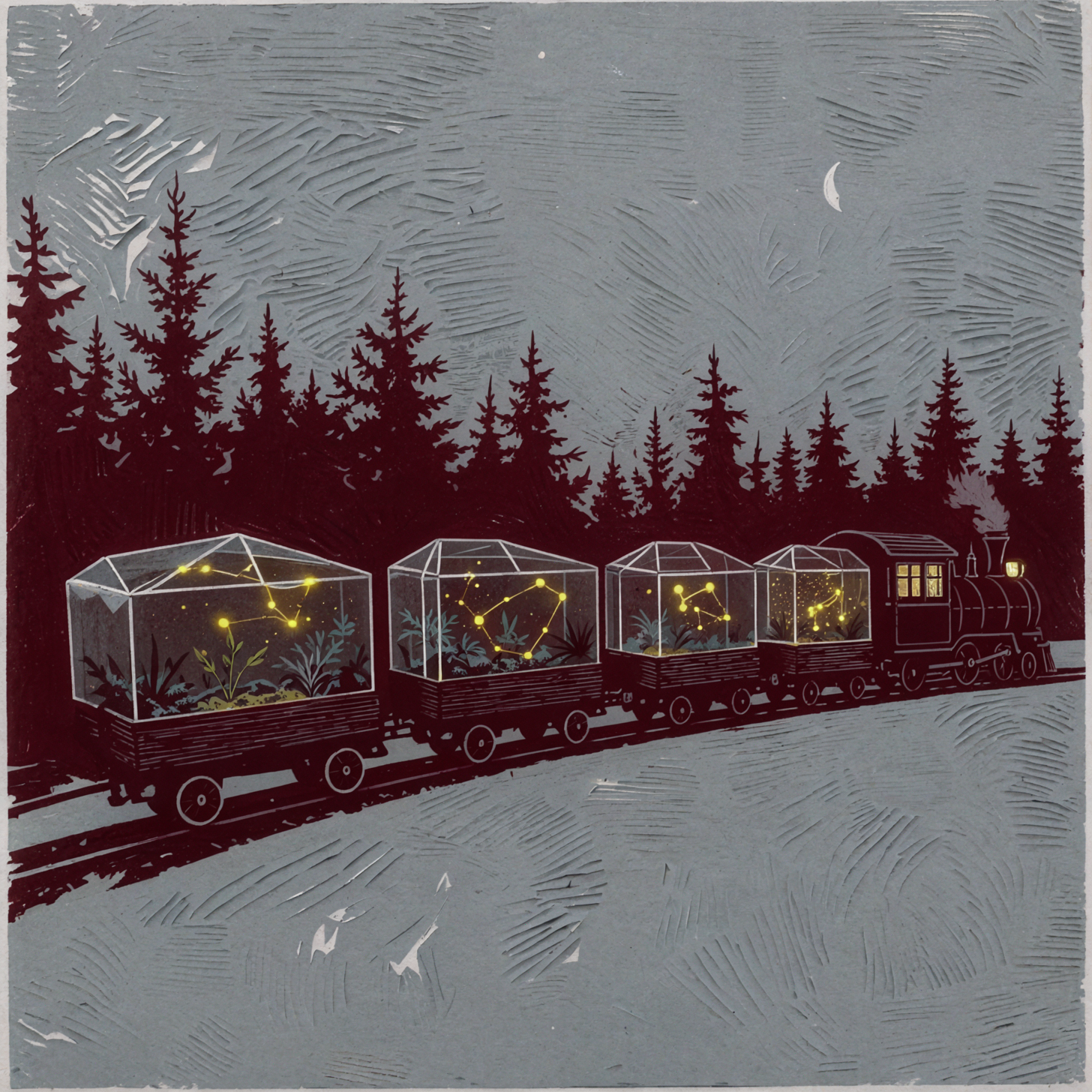 萤火列车 · 版画拼色