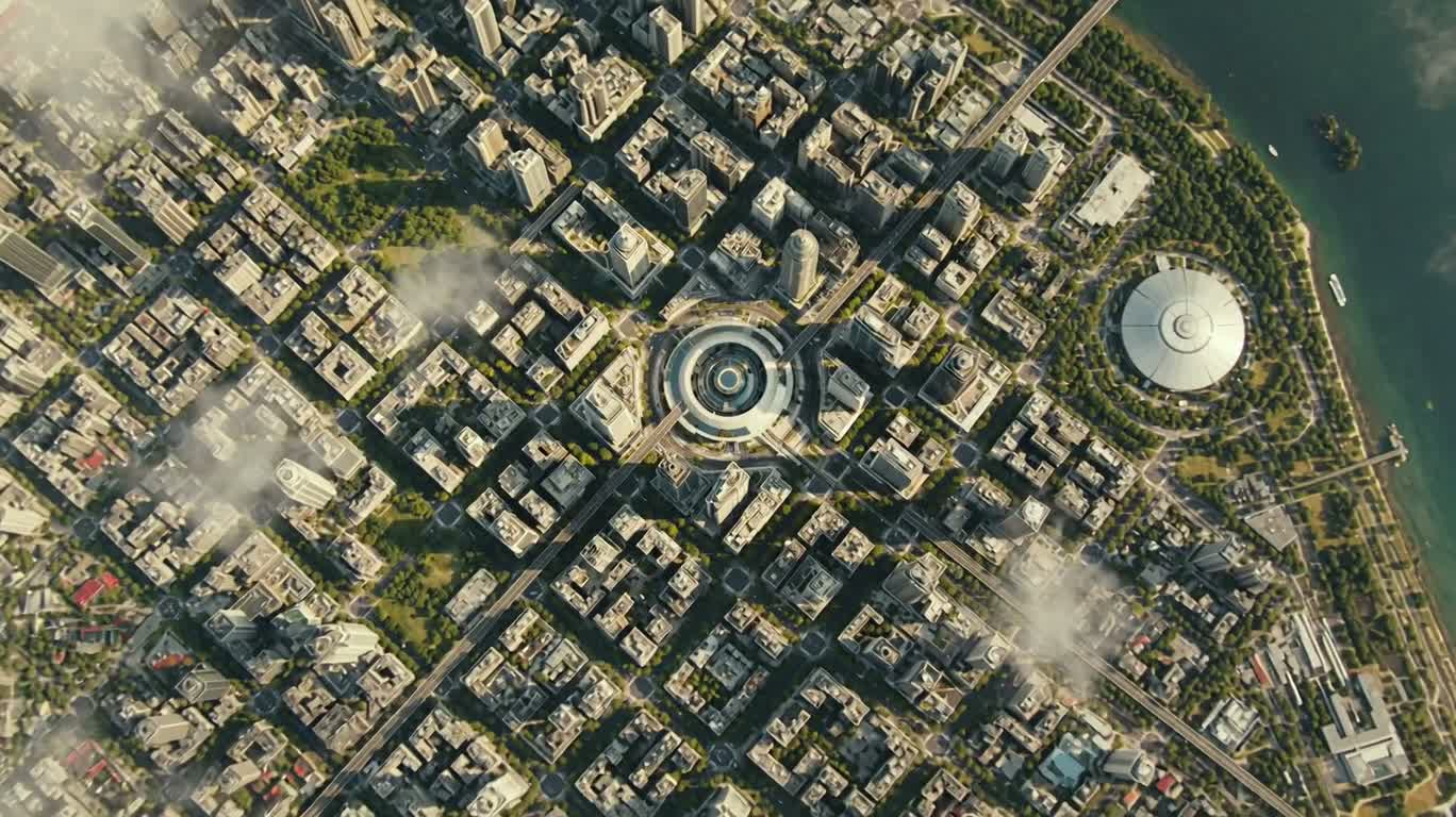 Black Hole Devouring a Futuristic City