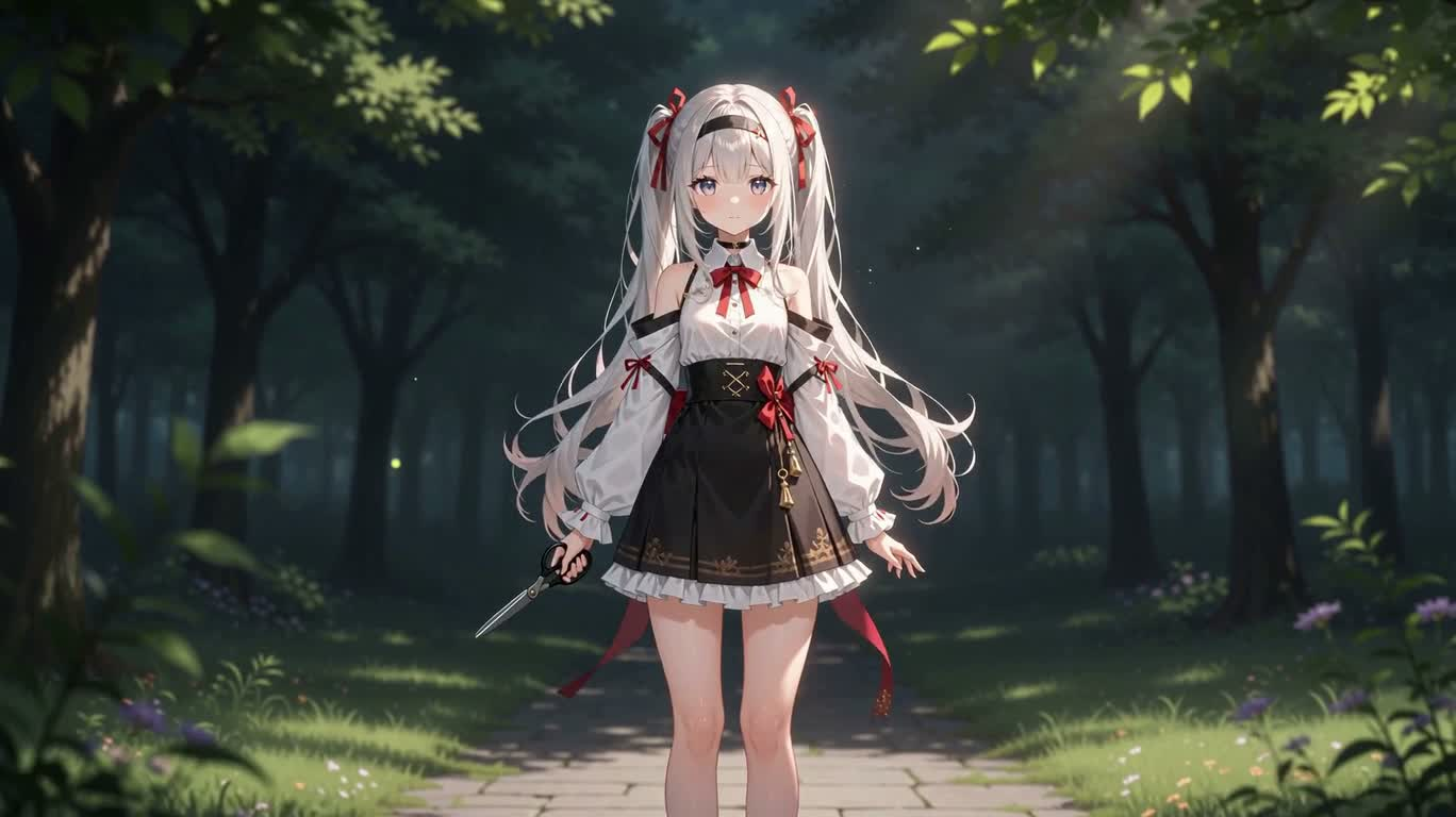 Portrait anime aux ciseaux et à la lumière des étoiles