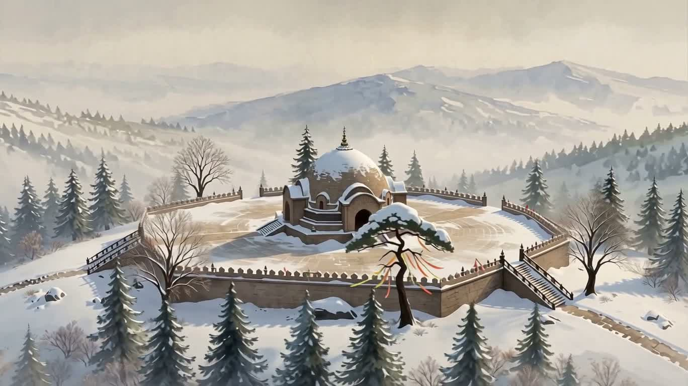 冬日山巅观象台
