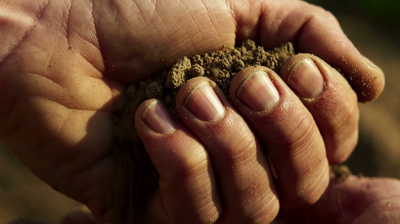 Dry Soil Passed Between Palms