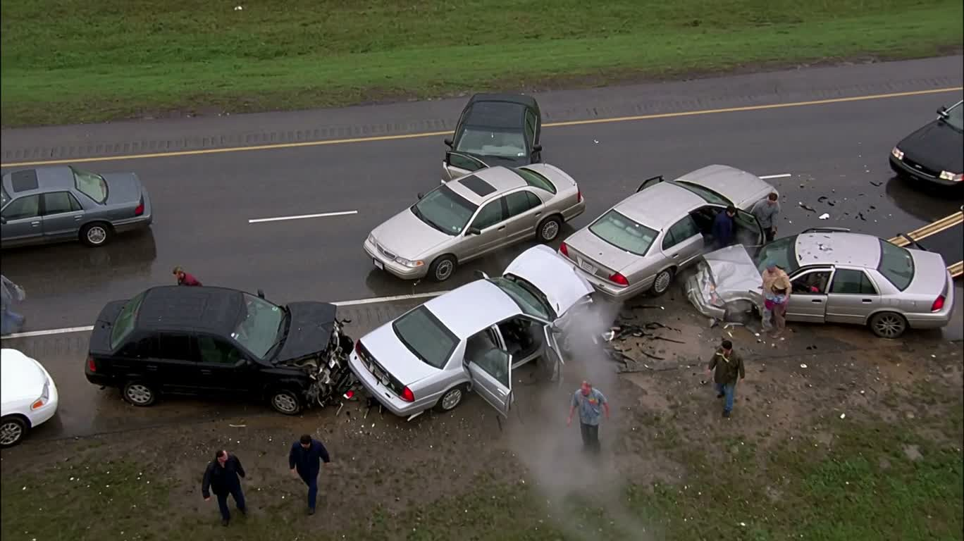 Aerial News Footage of a Rainy Night Highway Pileup — AI video creation