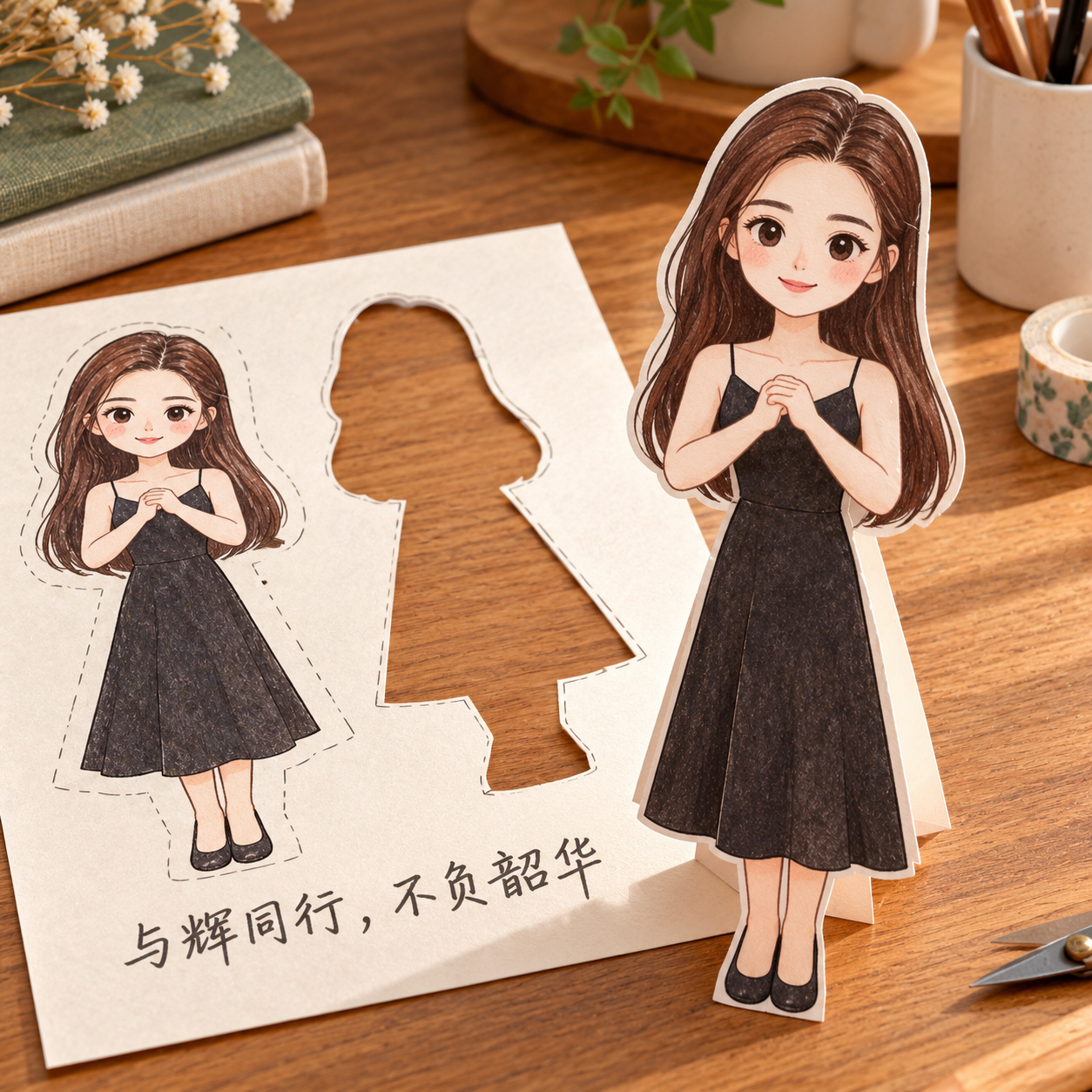 Congratulatory Dolls and Companion Wishes in Handmade Paper Art — AI image creation