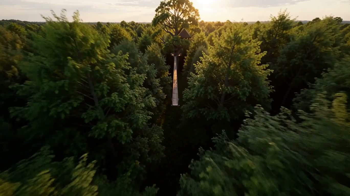 Traversée de la cabane au coucher du soleil