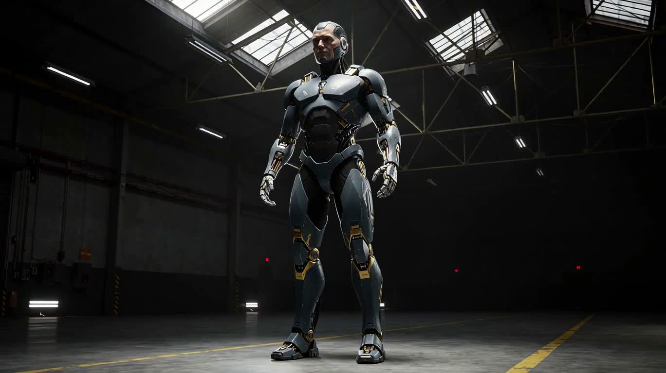 Robot à visage humain entrelacé de fils