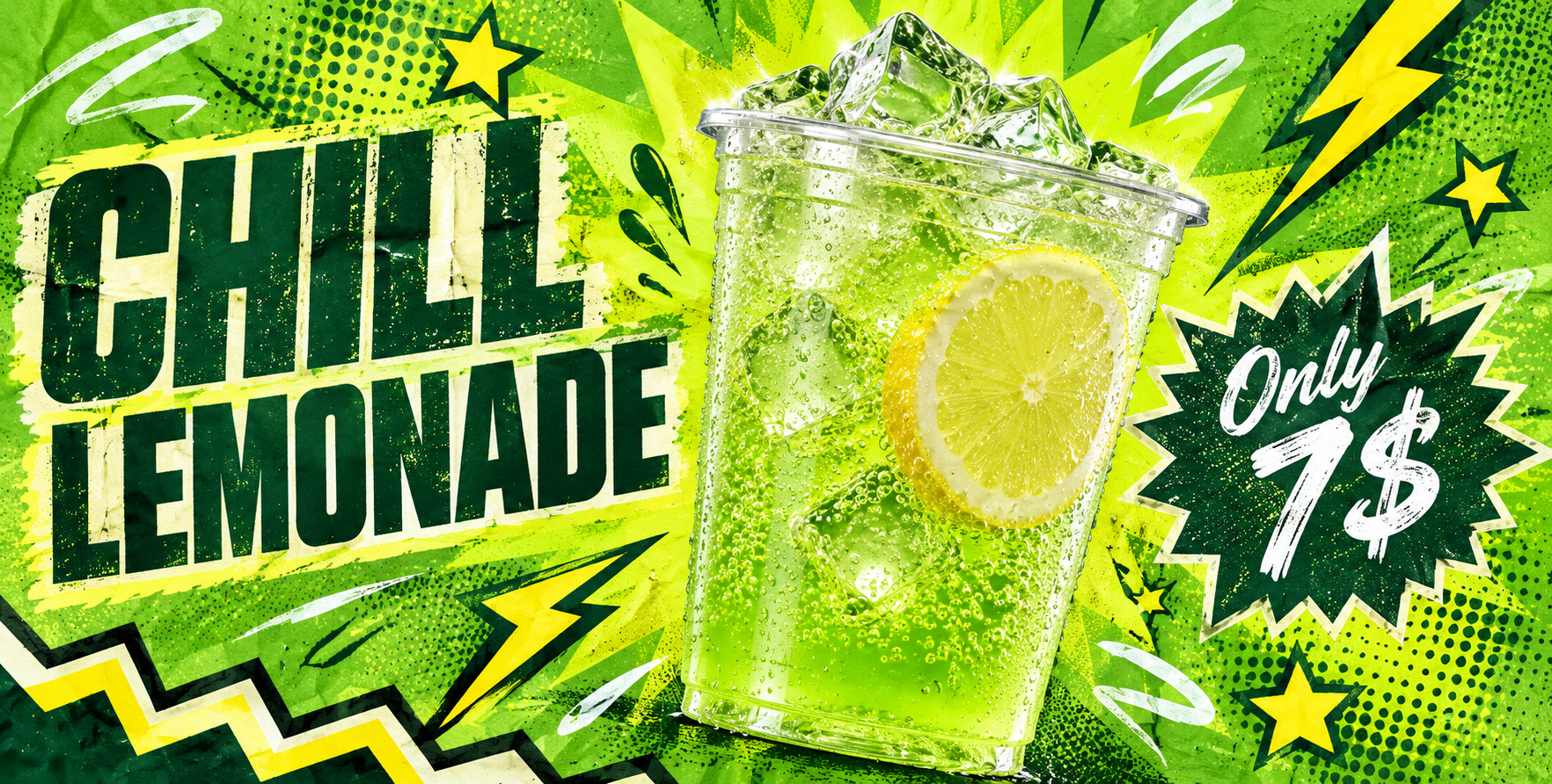 CHILL LEMONADE波普风柠檬水广告海报