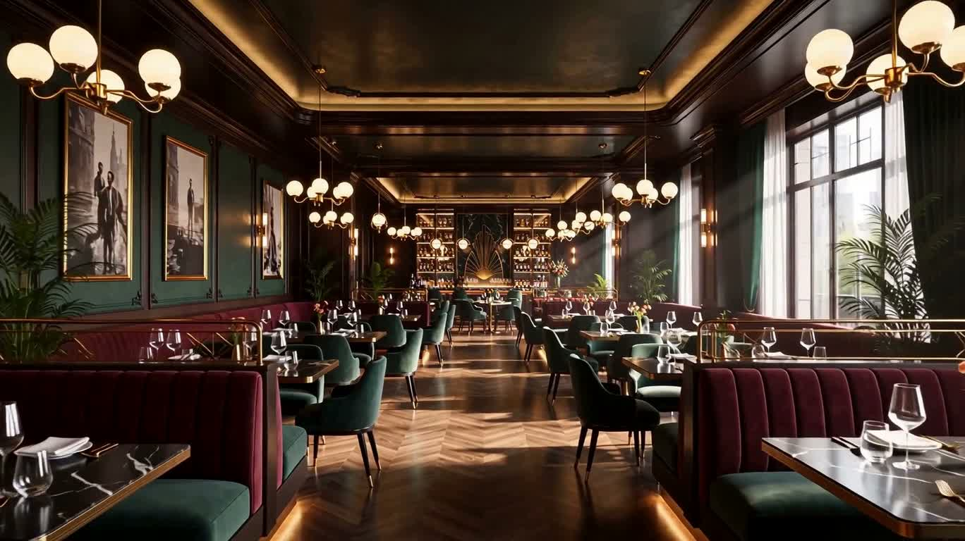 Restaurant de luxe Art déco en pixels