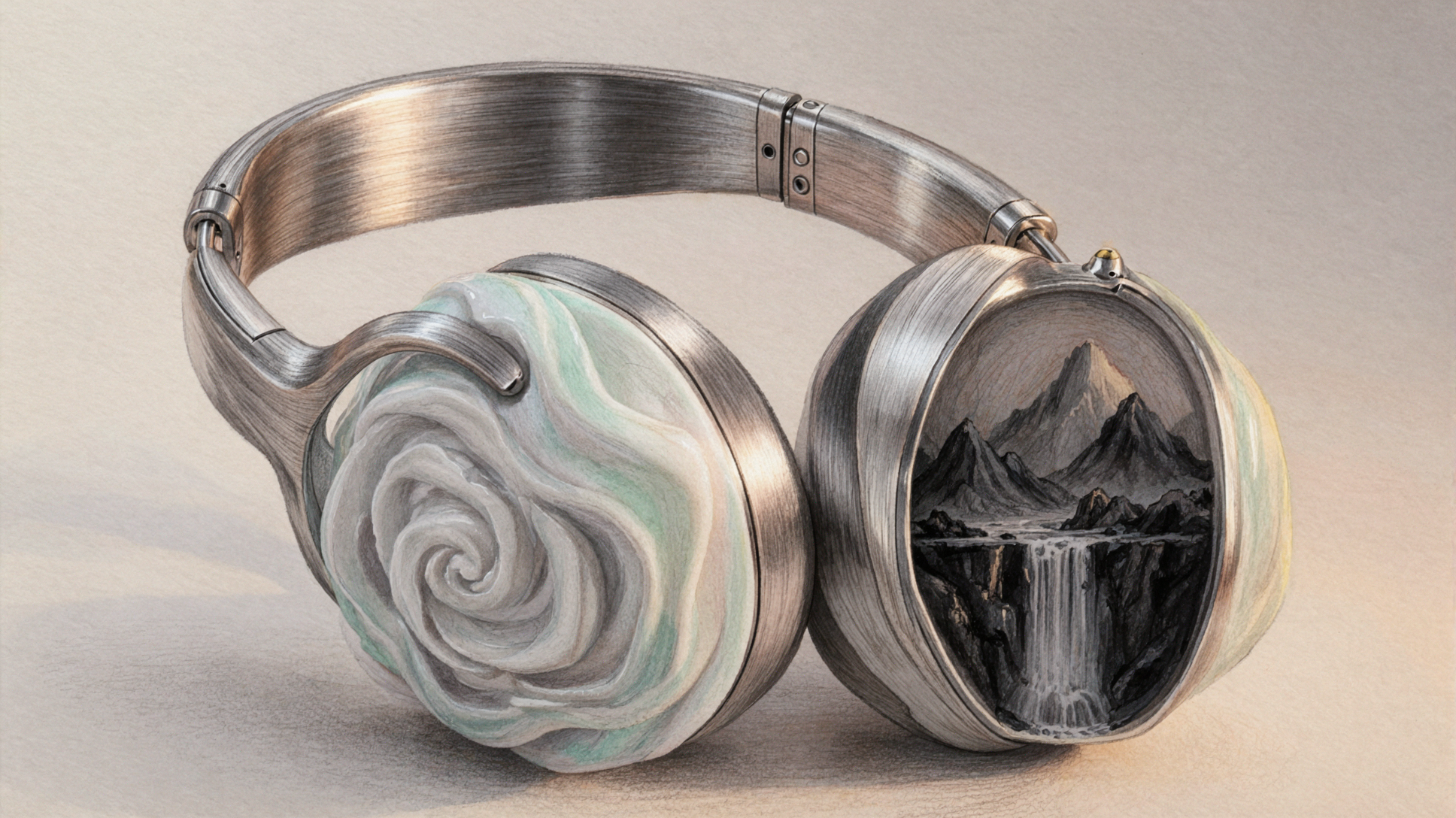 Casque paysager · Crayon de couleur