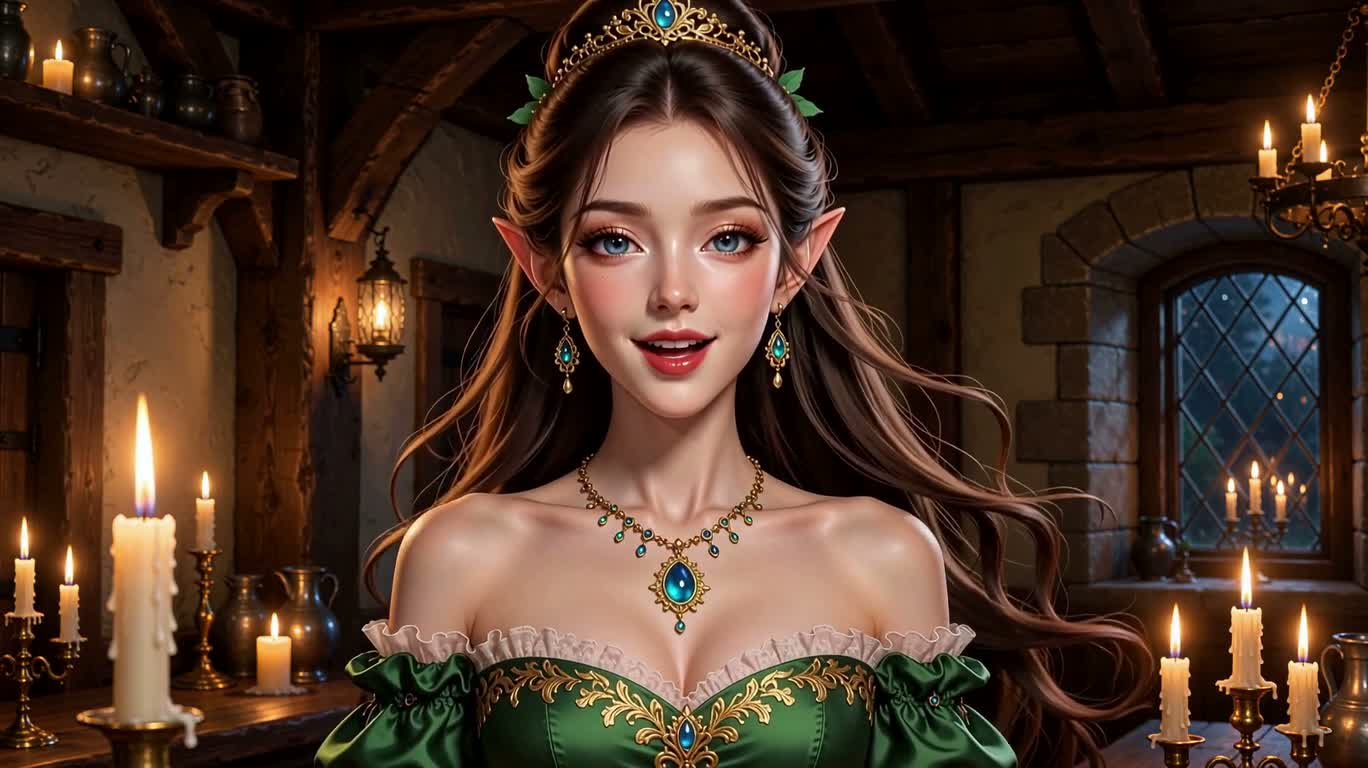 烛光酒馆中的精灵少女