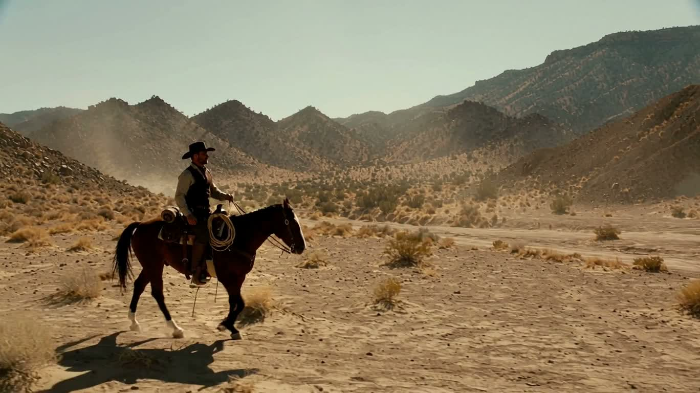 Cow-boy épuisé dans le désert