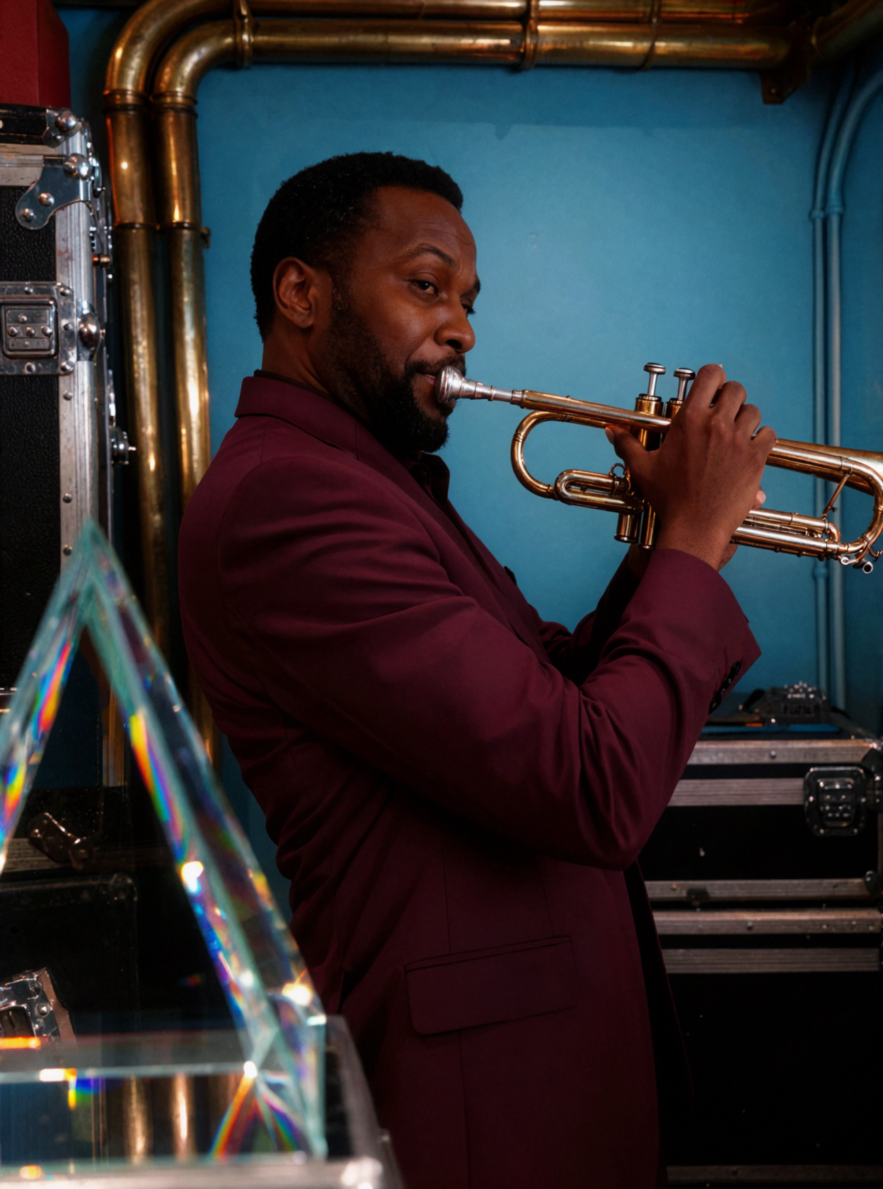 Adult African Male Jazz Musician · Brass Echo · Prism Refraction — AI image creation