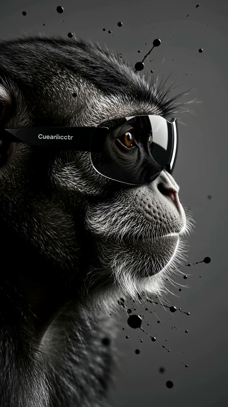 Portrait de macaque en réalité virtuelle néon — AI video creation