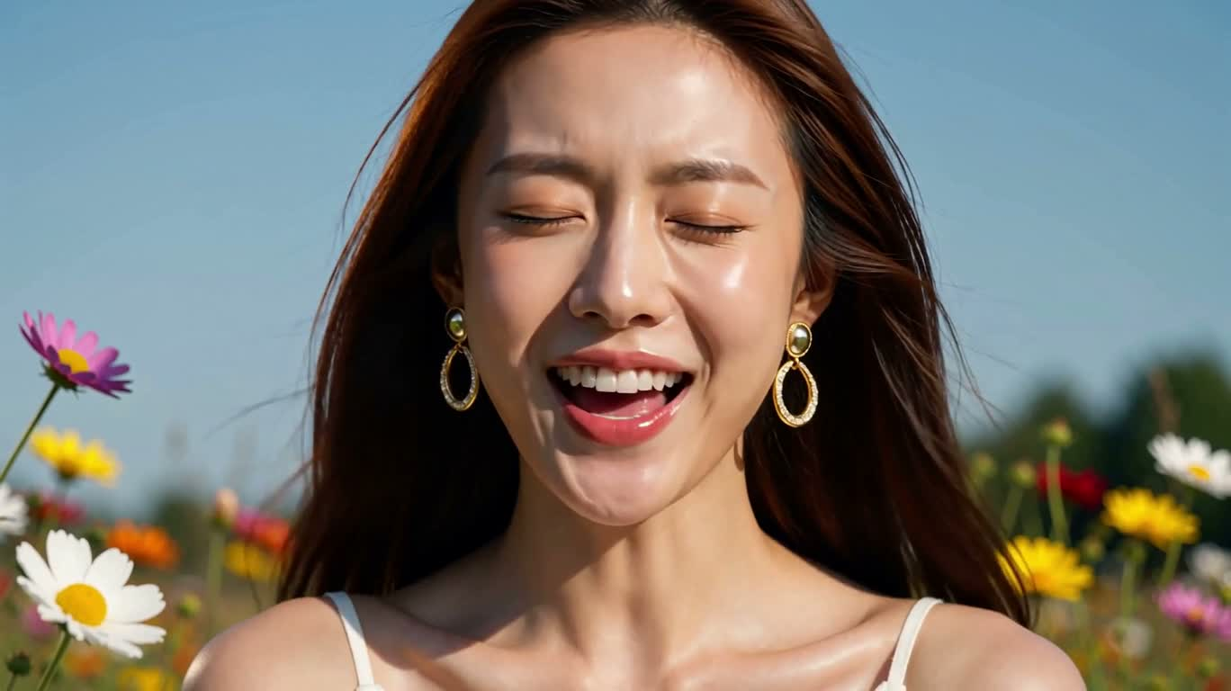 Nụ cười hạnh phúc giữa hoa dại