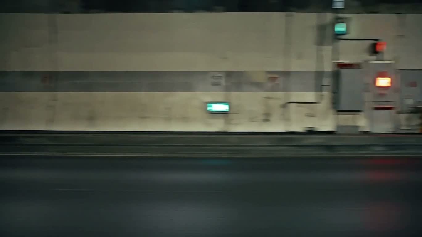 银色超跑冲出夜间隧道