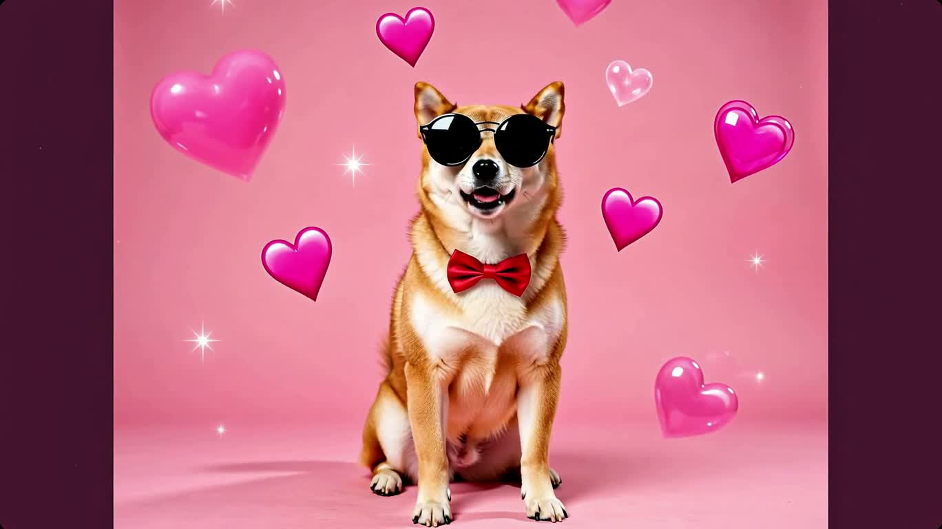粉色舞台上的柴犬超模试镜
