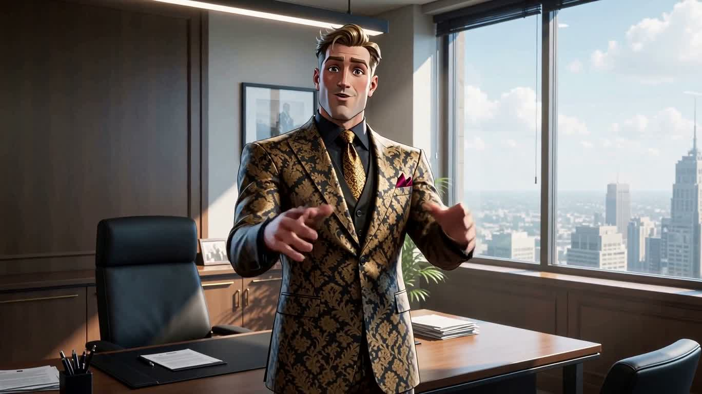 Jeune portrait manga d'un avocat en costume — AI video creation