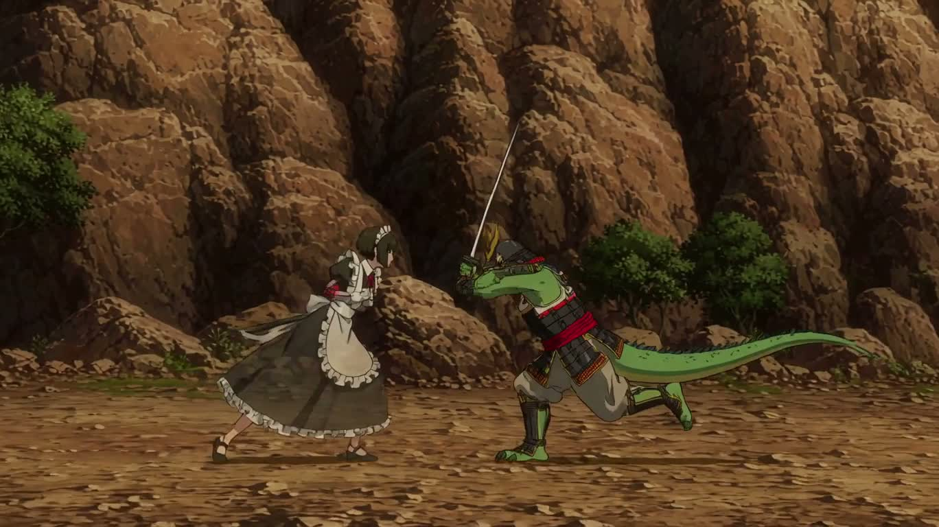 Ninja servante mécanique contre samouraï lézard