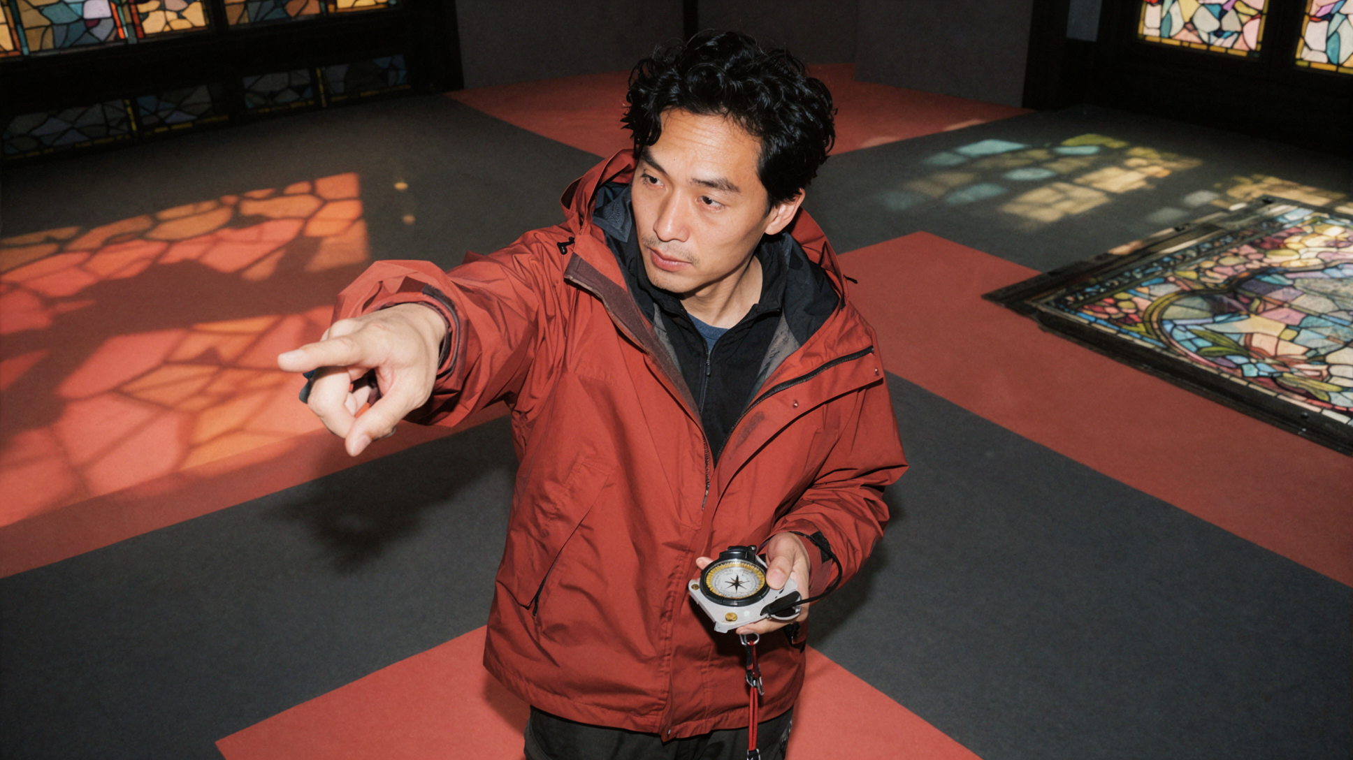 成年东亚男性山地向导 · 山脊指路 · 复古闪光