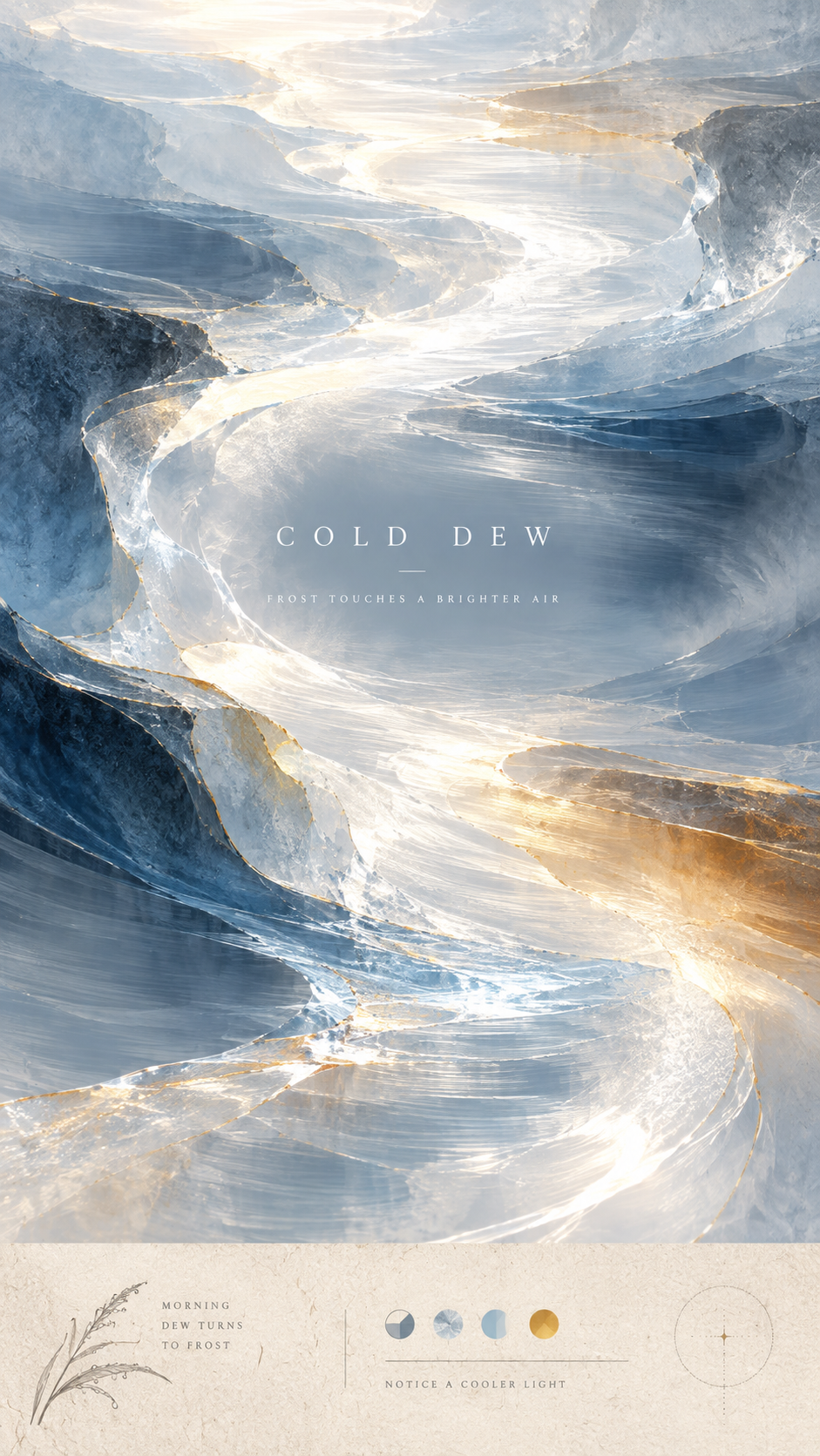 Cold Dew Solar Term: Abstract Flowing Water Editorial Poster
