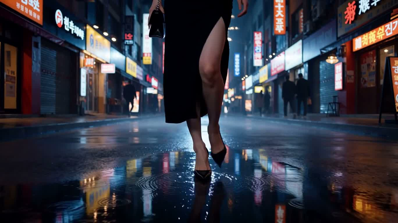 霓虹雨夜漫步