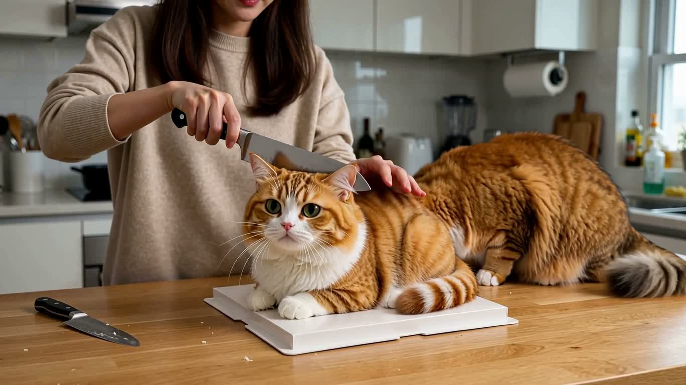 猫咪蛋糕旁的意外反应