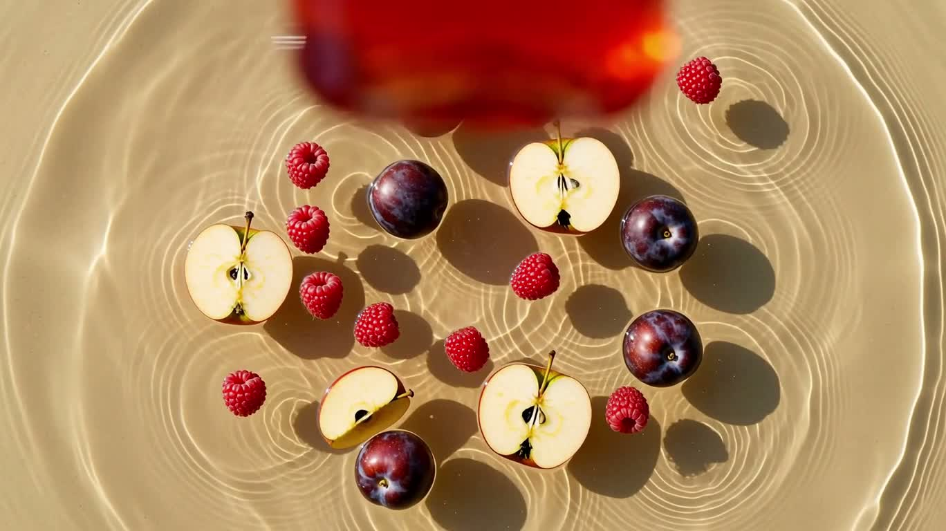 Fruit Drink Bottle Ad Shot in Sunlit Shallow Water