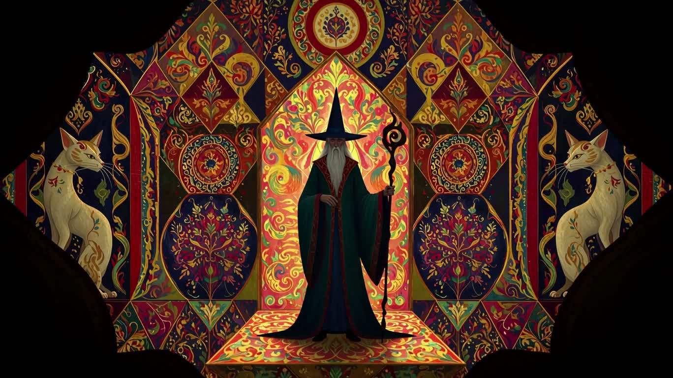 几何幻彩奇幻巫师 — AI video creation