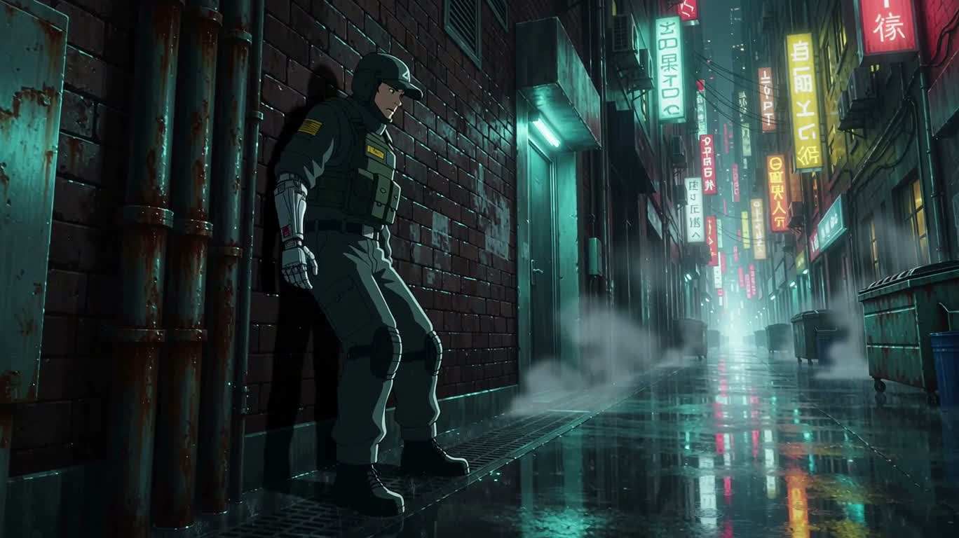 ネオン雨路地:配達員の突破
